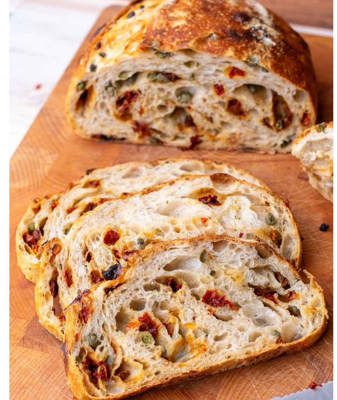 Sun-dried tomato and garlic sourdough